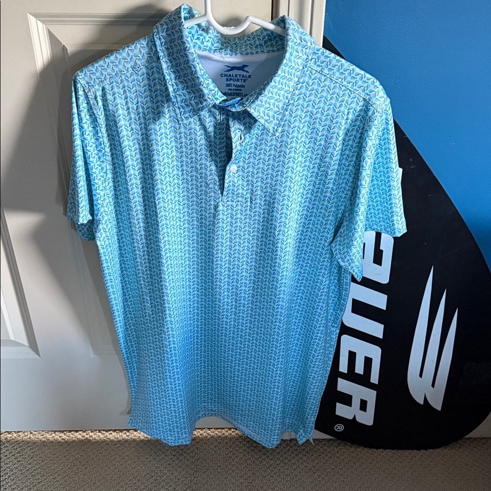 Chase54 Men's Blue Patterned Polo Shirt